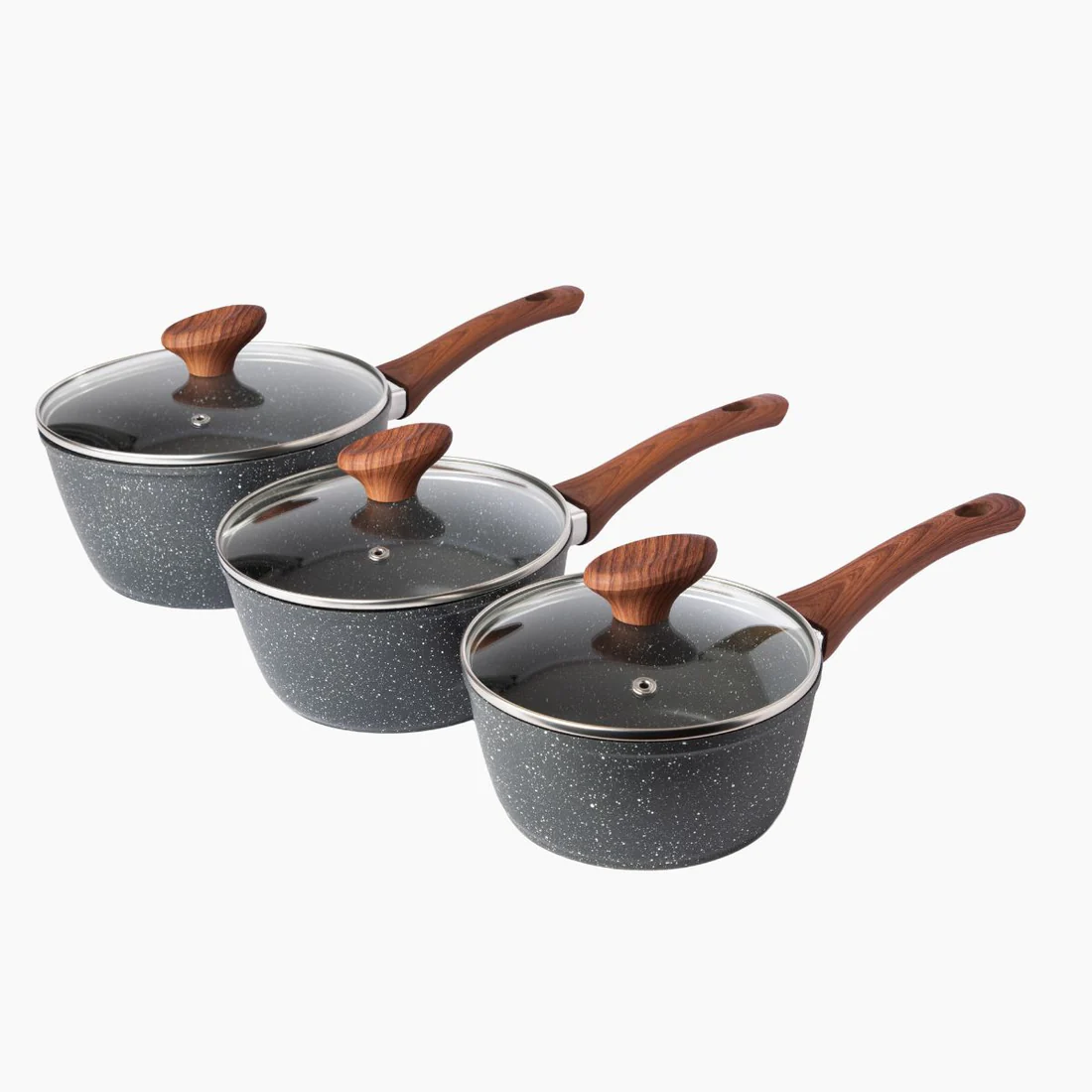 3pc Non Stick Induction Saucepan Set 18 20 22cm