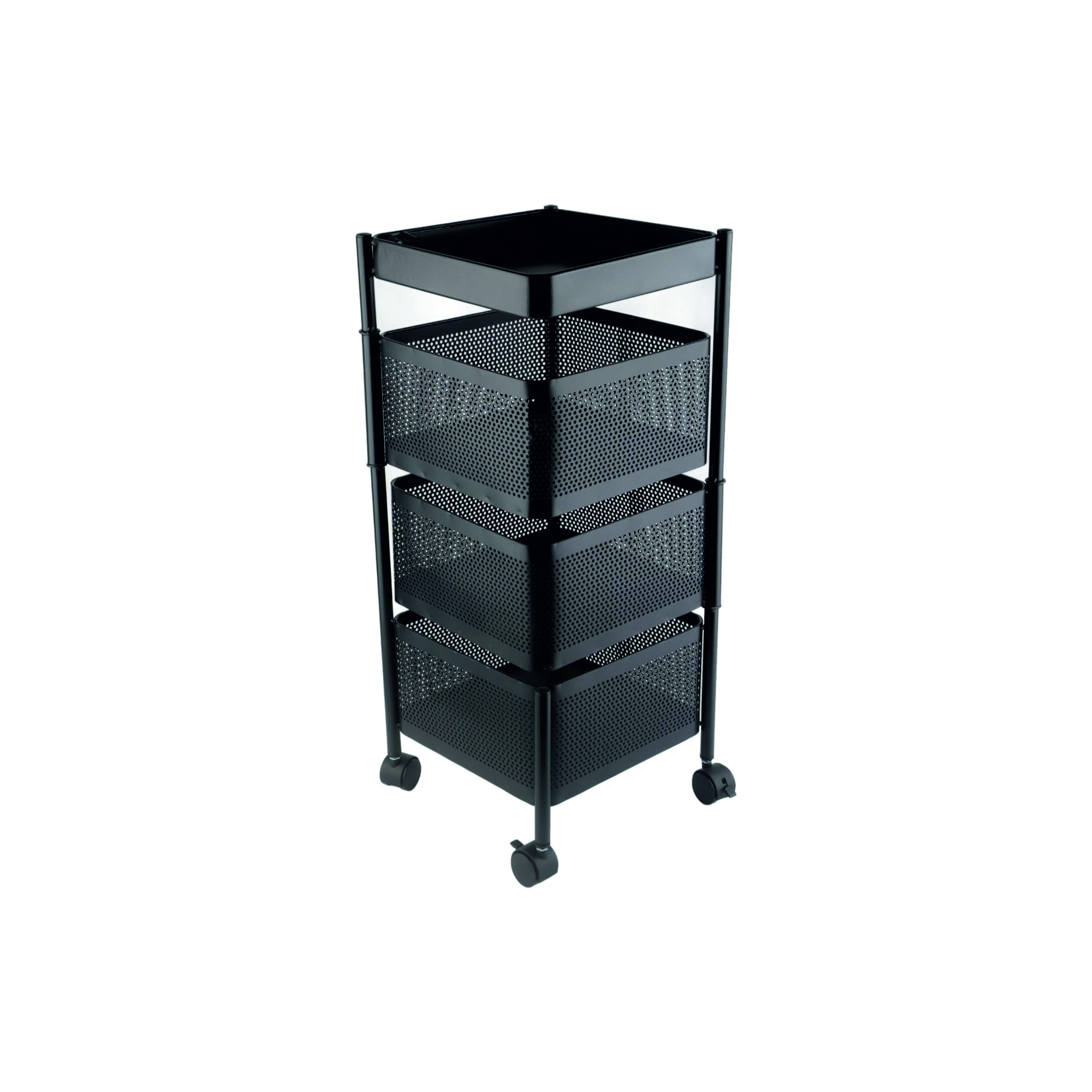Modern 4-Tier Rotating Storage Rack Organizer Square Baskets