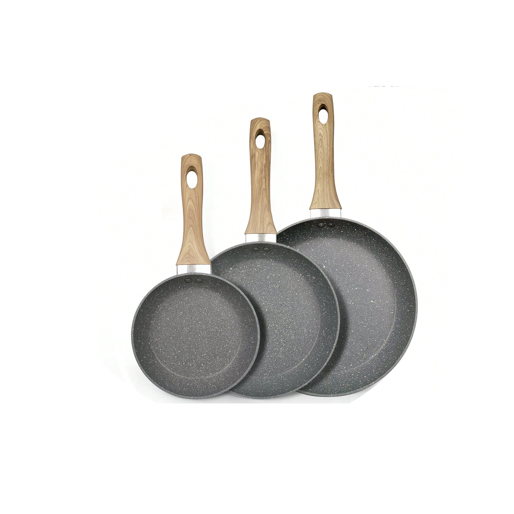 Nonstick Forged Aluminum Frying Pans Wooden Handle Skillet